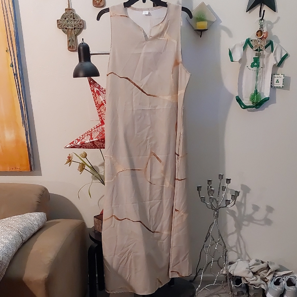 Sleeveless Kintsugi Pattern Maxi Dress